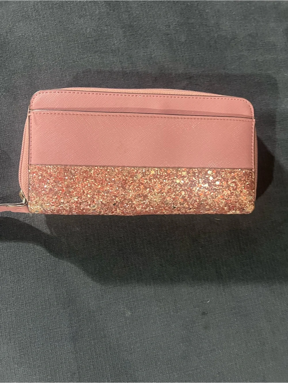 kate spade Rose Pink and Glitter Zip-Around Wallet